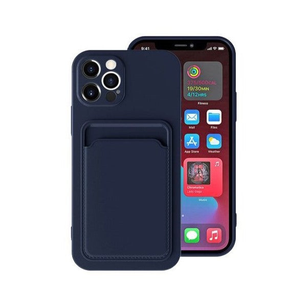 Husa protectie Flippy cu suport card compatibila cu Apple iPhone 12 Pro Albastru inchis-0
