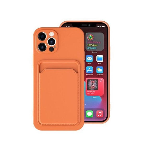 Husa protectie Flippy cu suport card compatibila cu Apple iPhone 12 Pro Portocaliu-0