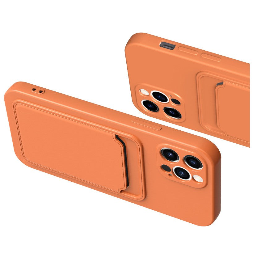 Husa protectie Flippy cu suport card compatibila cu Apple iPhone 13 Mini Portocaliu-5