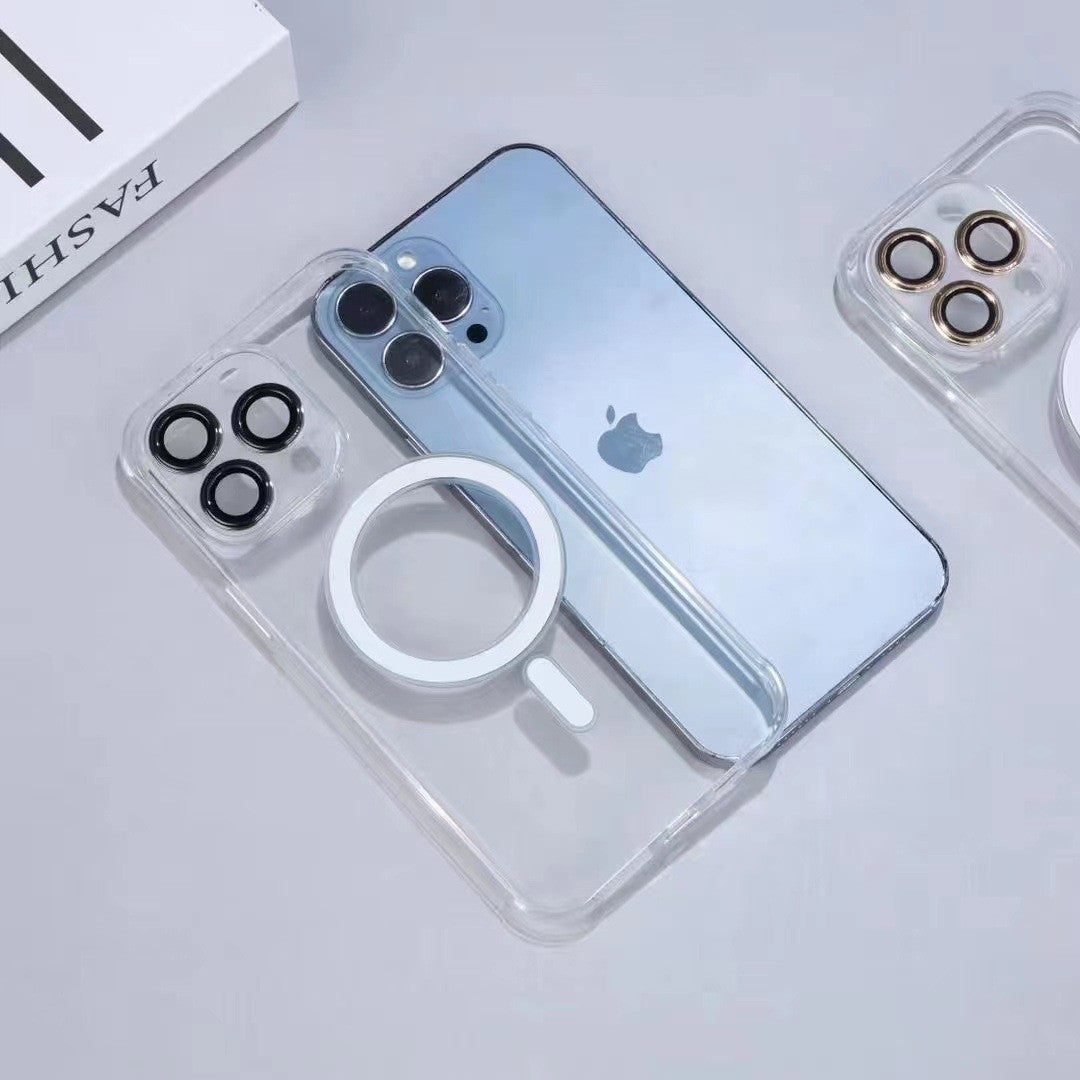 Husa protectie Flippy pentru Apple iPhone 12, MagSafe Silicone, Protectie si folie camera inclusa, protectie camera, Transparent-2