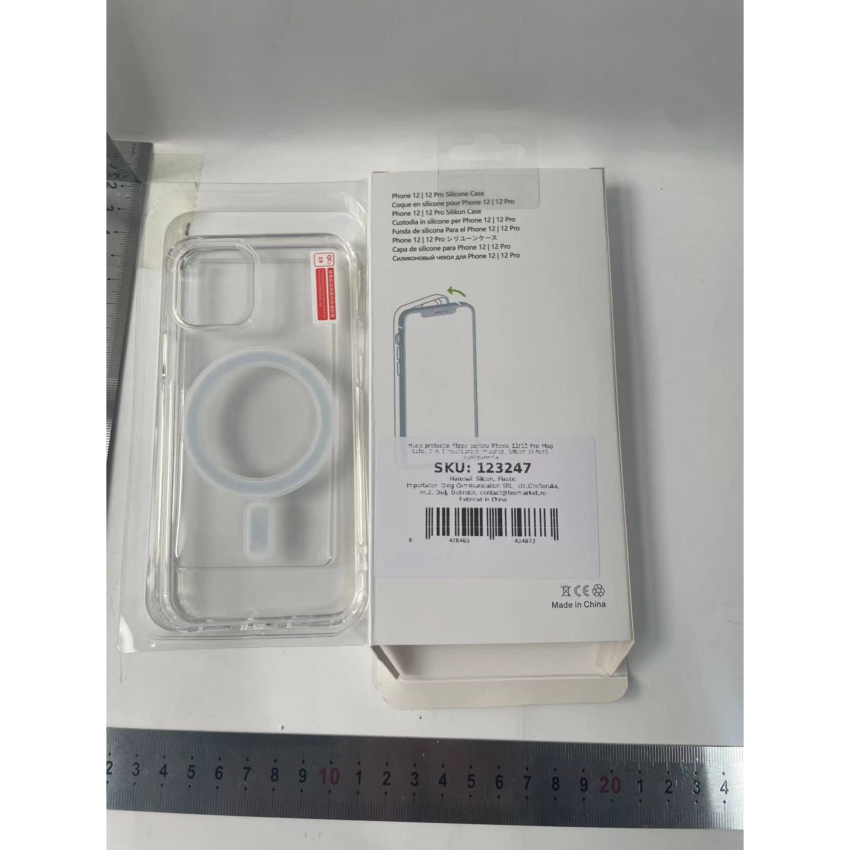 Husa protectie Flippy pentru iPhone 12/12 Pro Mag Safe, 2 in 1 incarcare si magnet, Silicon si Acril, Transparenta-10