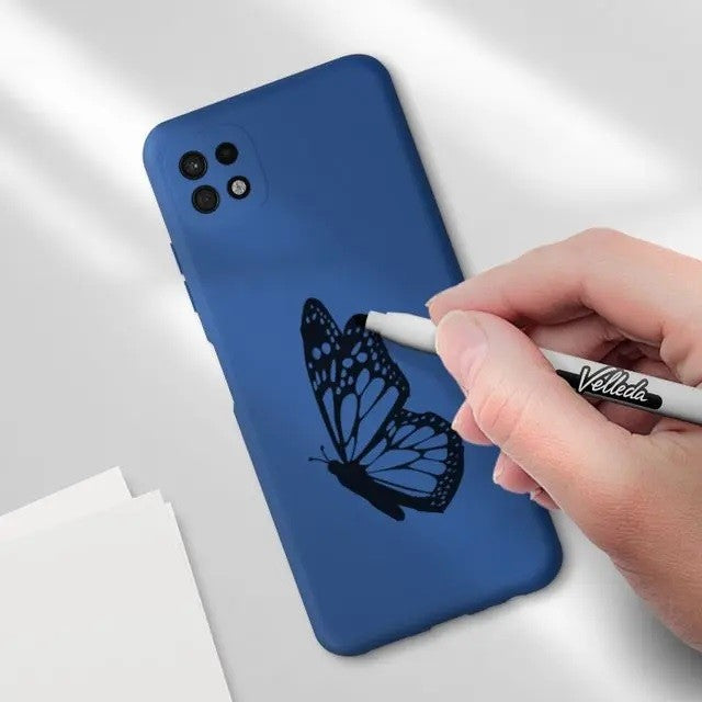 Husa protectie Flippy pentru Samsung A22 5G Liquid Silicone Albastru Inchis-2