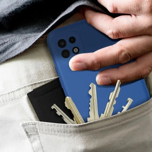Husa protectie Flippy pentru Samsung A22 5G Liquid Silicone Albastru Inchis-6