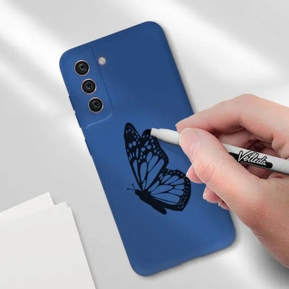 Husa protectie Flippy pentru Samsung S21 FE Liquid Silicone Albastru Inchis-1