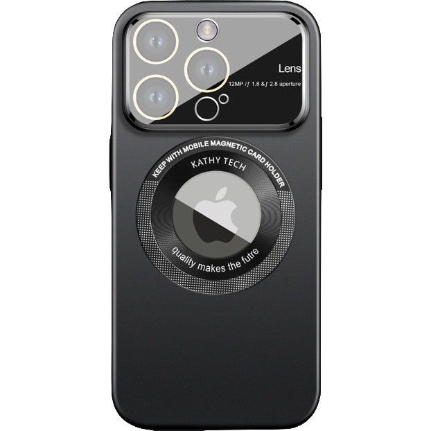 Husa protectie MagSafe Kathy Tech, Flippy, pentru Apple iPhone 13 Pro, Dublu Cerc, Negru-0