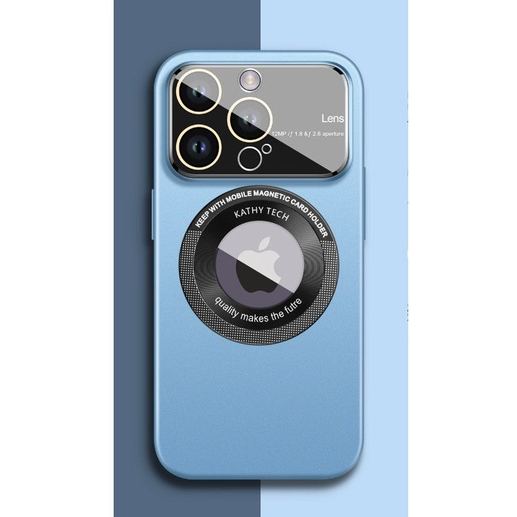 Husa protectie MagSafe Kathy Tech, Flippy, pentru Apple iPhone 14, Dublu Cerc, Albastru Deschis-1
