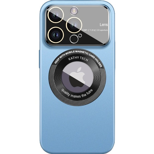 Husa protectie MagSafe Kathy Tech, Flippy, pentru Apple iPhone 14, Dublu Cerc, Albastru Deschis-0