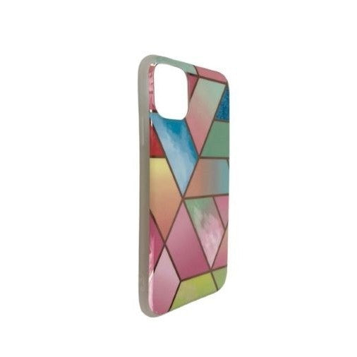 Husa protectie pentru Apple iPhone 11 Pro Max Soft IMD TPU Marble Geometric Roz-1