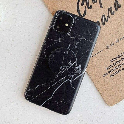 Husa protectie pentru Apple iPhone 11 Pro Max Soft IMD TPU Marble Negru cu Suport inclus-2