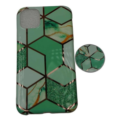 Husa protectie pentru Apple iPhone 7/8/SE 2020 Soft IMD TPU Marble Geometric Verde Suport inclus-1