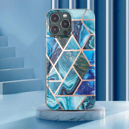 Husa protectie pentru Apple iPhone SE 2020 Soft IMD TPU Marble Geometric Albastru-6