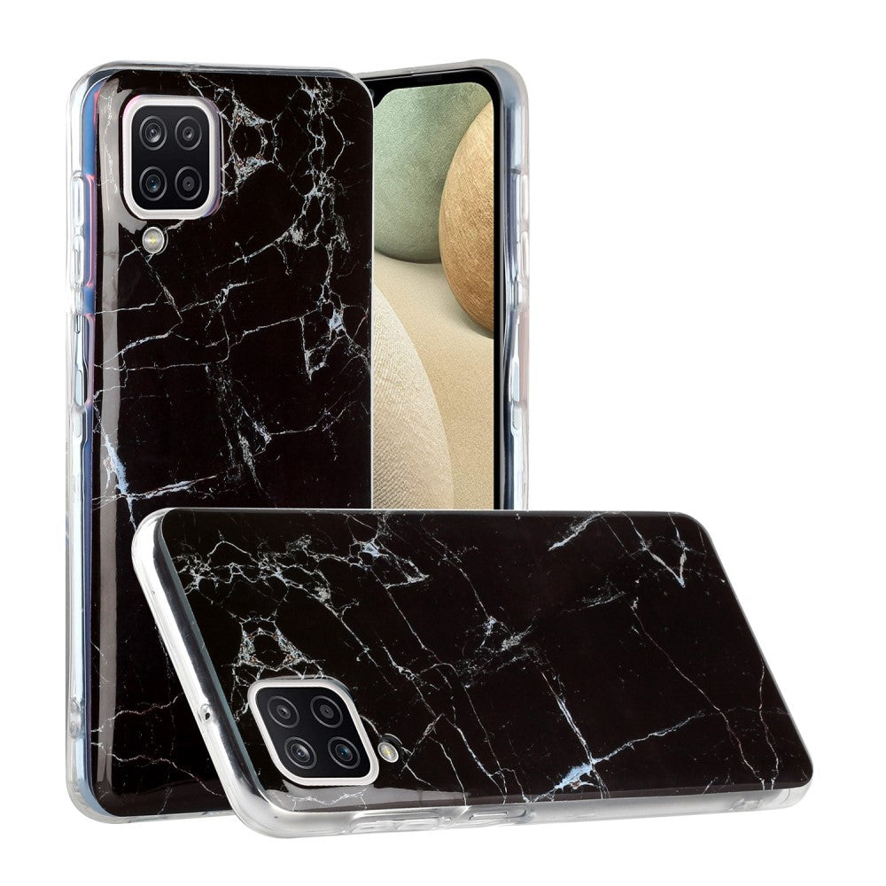 Husa protectie pentru Apple iPhone SE 2020 Soft IMD TPU Marble Negru Suport inclus-0