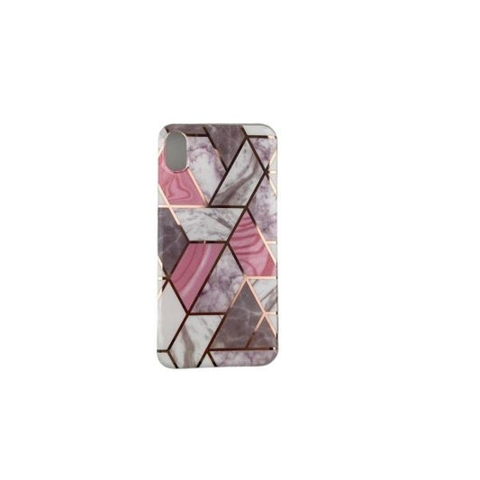 Husa protectie pentru Apple iPhone XR Soft IMD TPU Marble Geometric Alb-0