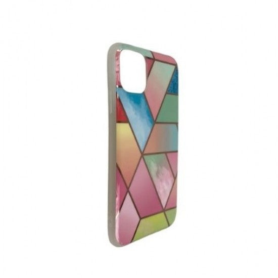 Husa protectie pentru Samsung A11 Soft IMD TPU Marble Geometric Roz-2