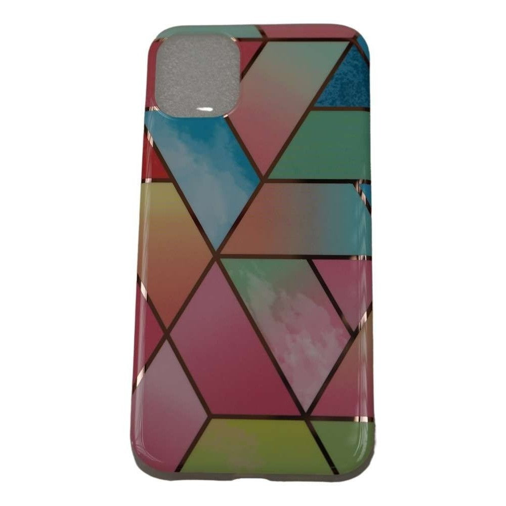 Husa protectie pentru Samsung A51 Soft IMD TPU Marble Geometric Roz-0