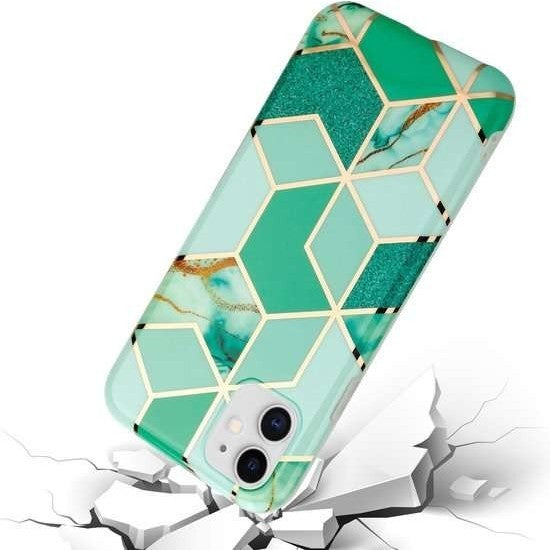 Husa protectie pentru Samsung A51 Soft IMD TPU Marble Geometric Verde-6
