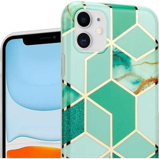 Husa protectie pentru Samsung A71 Soft IMD TPU Marble Geometric Verde-7