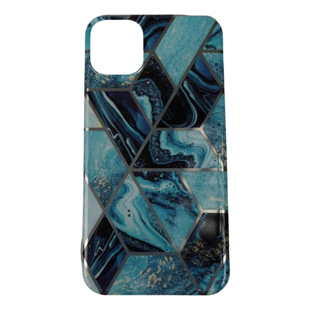 Husa protectie pentru Samsung S21 Ultra Soft IMD TPU Marble Geometric Albastru-1