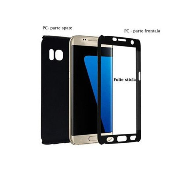 Husa Samsung Galaxy A3 2017 Full Cover 360 Negru + Folie de protectie-2