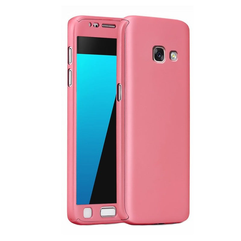 Husa Samsung Galaxy A3 2017 Full Cover 360 Roz Auriu + Folie de protectie-2