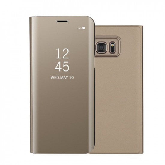 Husa Samsung Galaxy A6 2018 Flip Cover Oglinda Auriu-1