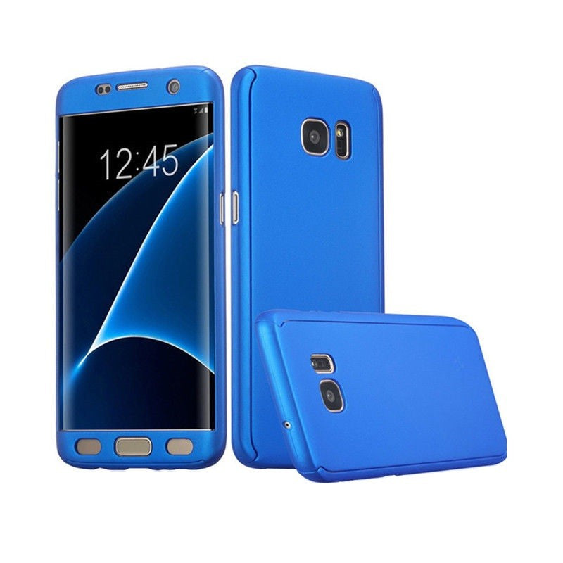 Husa Samsung Galaxy A7 2017 Full Cover 360 Albastru + Folie de protectie-3