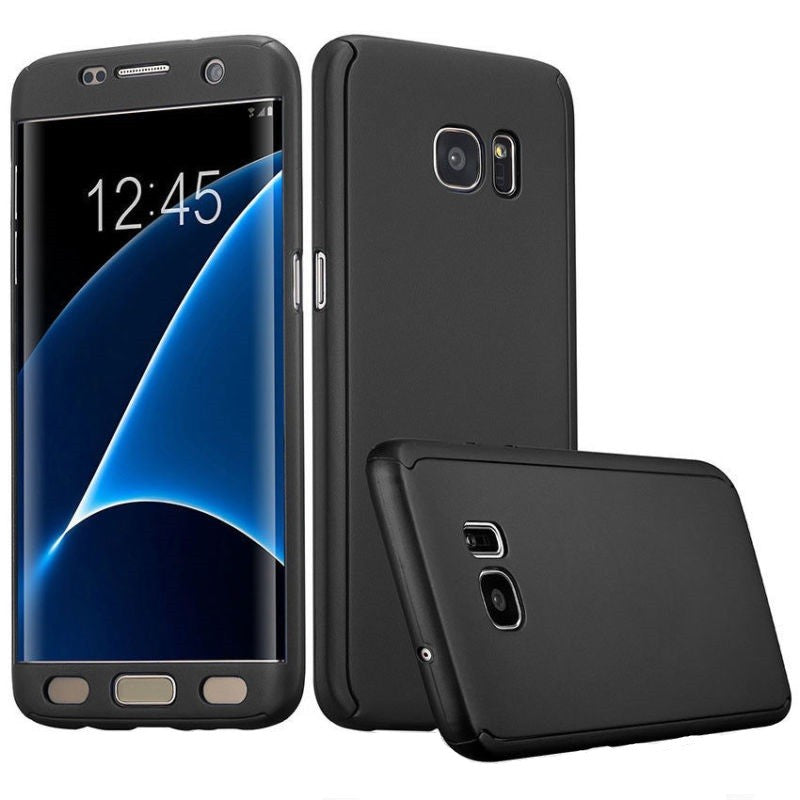 Husa Samsung Galaxy A7 2017 Full Cover 360 Negru + Folie de protectie-3