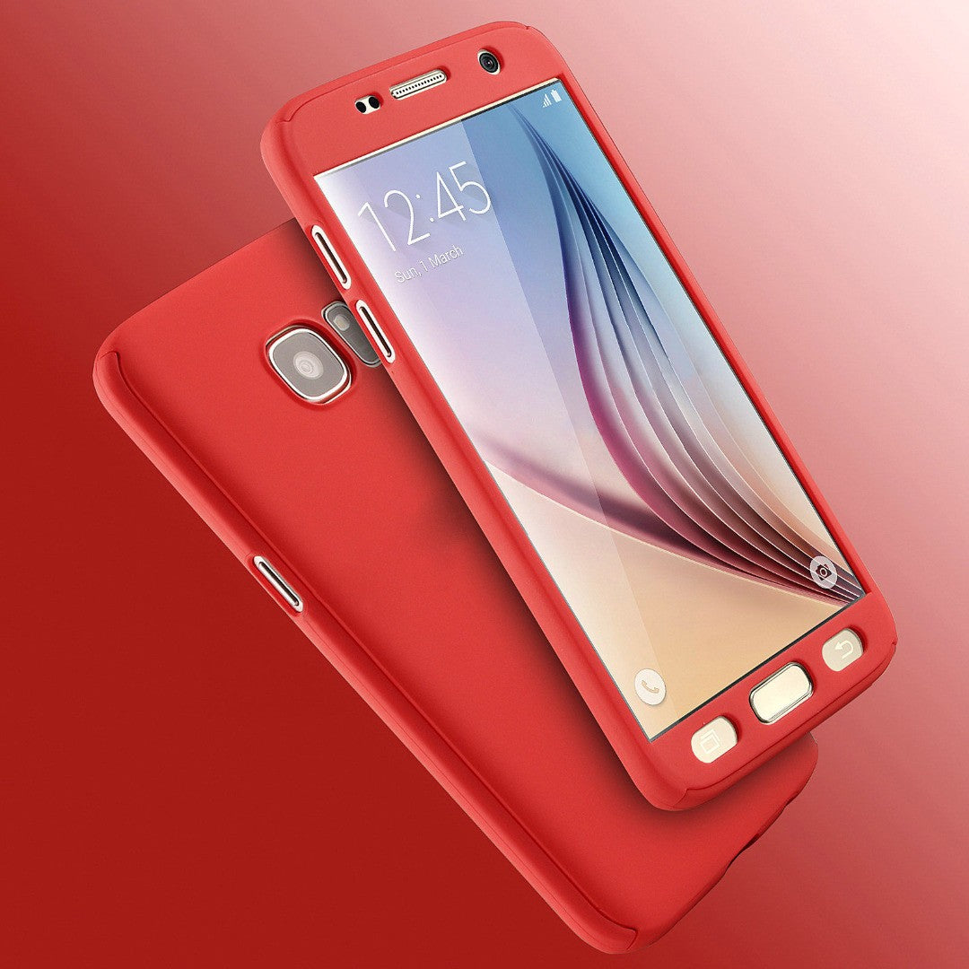 Husa Samsung Galaxy A7 2017 Full Cover 360 Rosu + Folie de protectie-2
