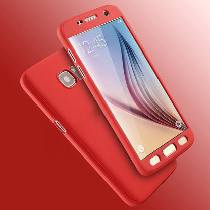 Husa Samsung Galaxy A7 2017 Full Cover 360 Rosu + Folie de protectie-2