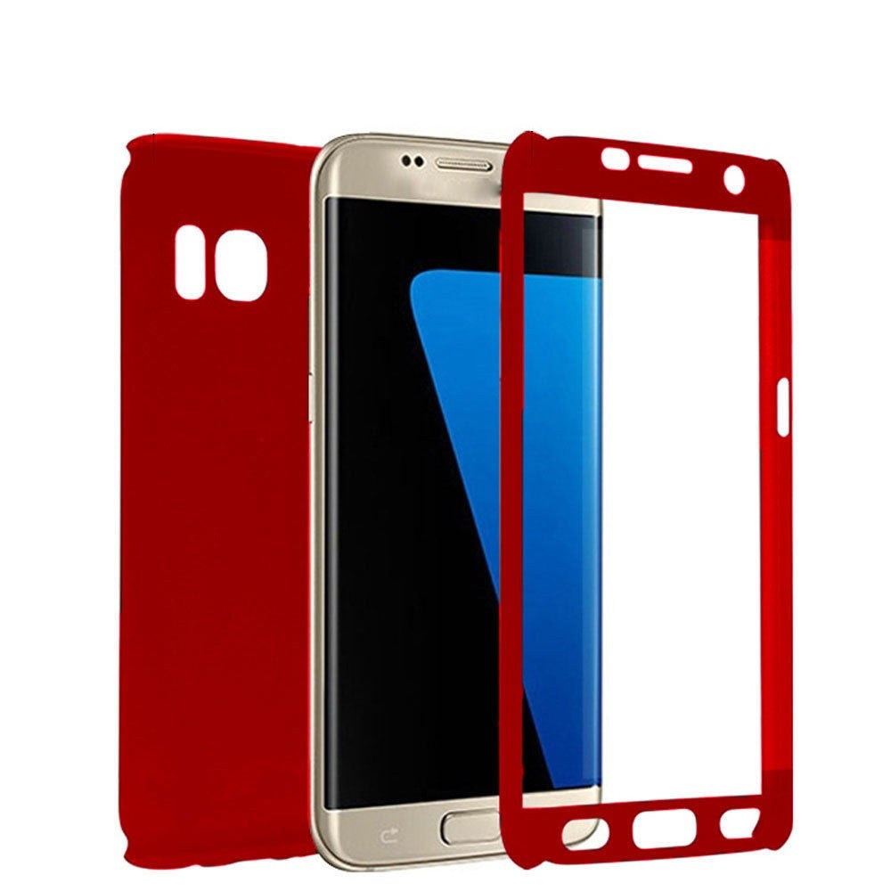 Husa Samsung Galaxy A7 2017 Full Cover 360 Rosu + Folie de protectie-3