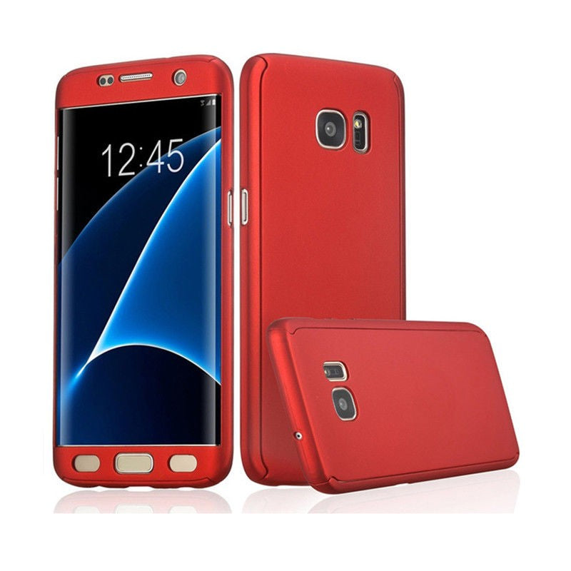 Husa Samsung Galaxy A7 2017 Full Cover 360 Rosu + Folie de protectie-4