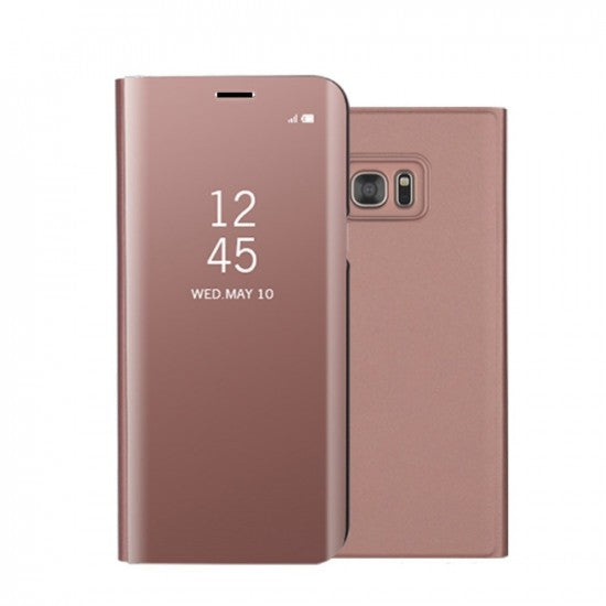 Husa Samsung Galaxy A8 2018 Flip Cover Oglinda Roz-0