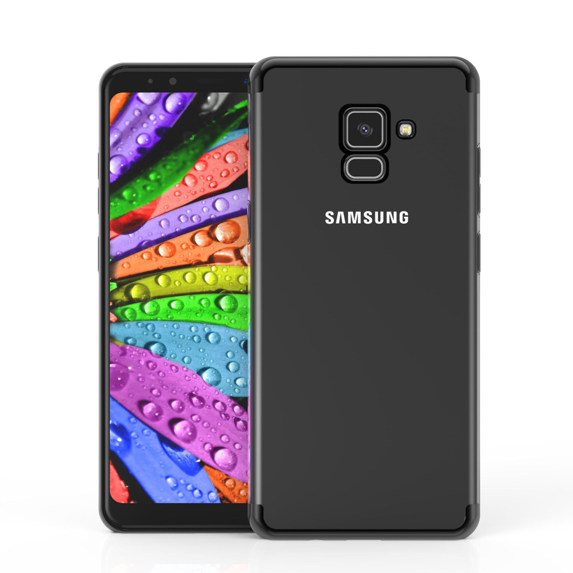 Husa Samsung Galaxy A8 2018 Transparent cu Margini Negre-1