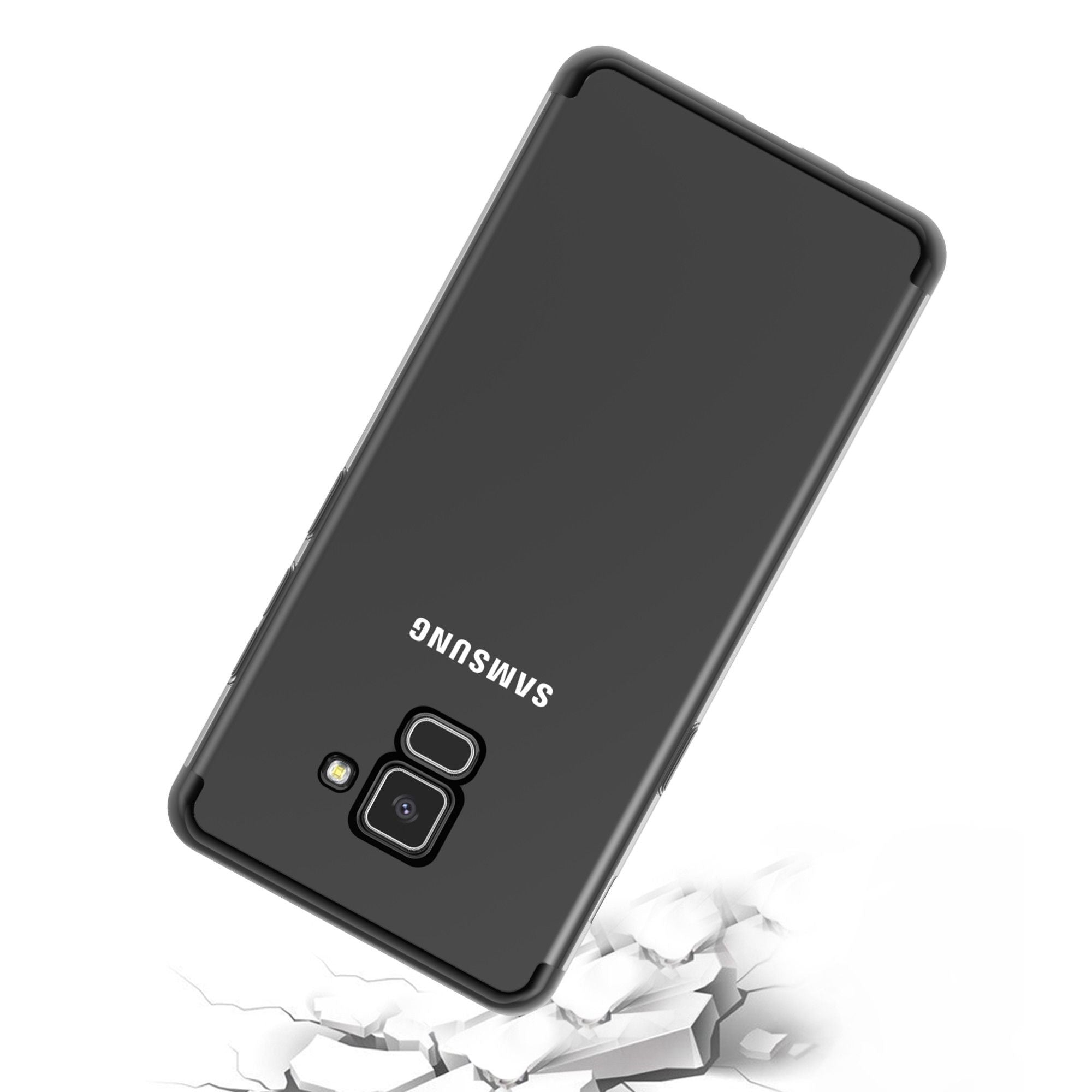 Husa Samsung Galaxy A8 2018 Transparent cu Margini Negre-3