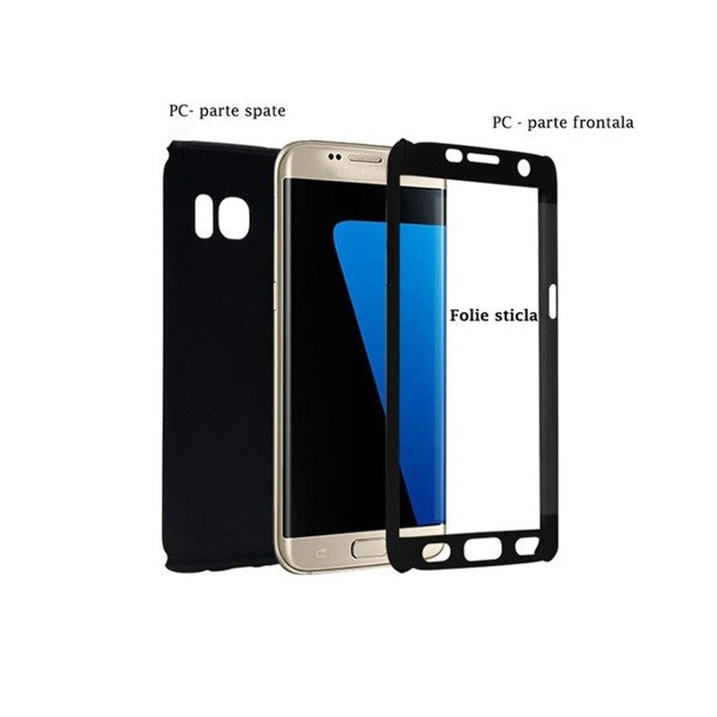 Husa Samsung Galaxy J5 2017 Full Cover 360 Negru + Folie de protectie-3
