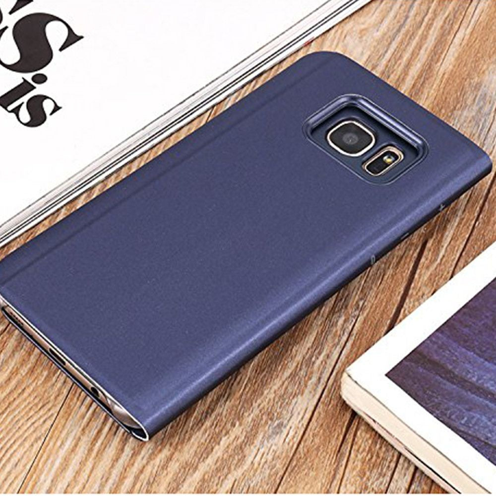 Husa Samsung Galaxy S7 Edge Flip Cover Oglinda Albastru-2
