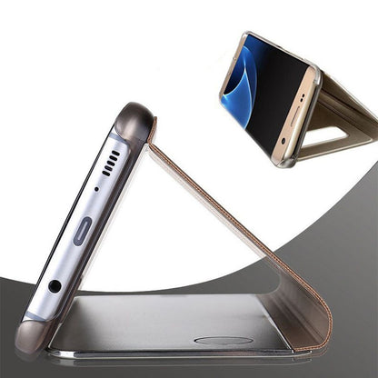 Husa Samsung Galaxy S7 Edge Flip Cover Oglinda Auriu-3