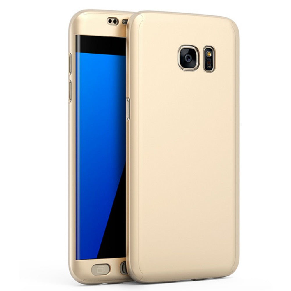 Husa Samsung Galaxy S7 Edge Full Cover 360 Auriu + Folie de protectie-3