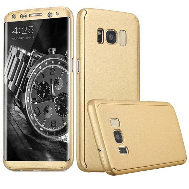 Husa Samsung Galaxy S8 Full Cover 360 Auriu + Folie de protectie-2