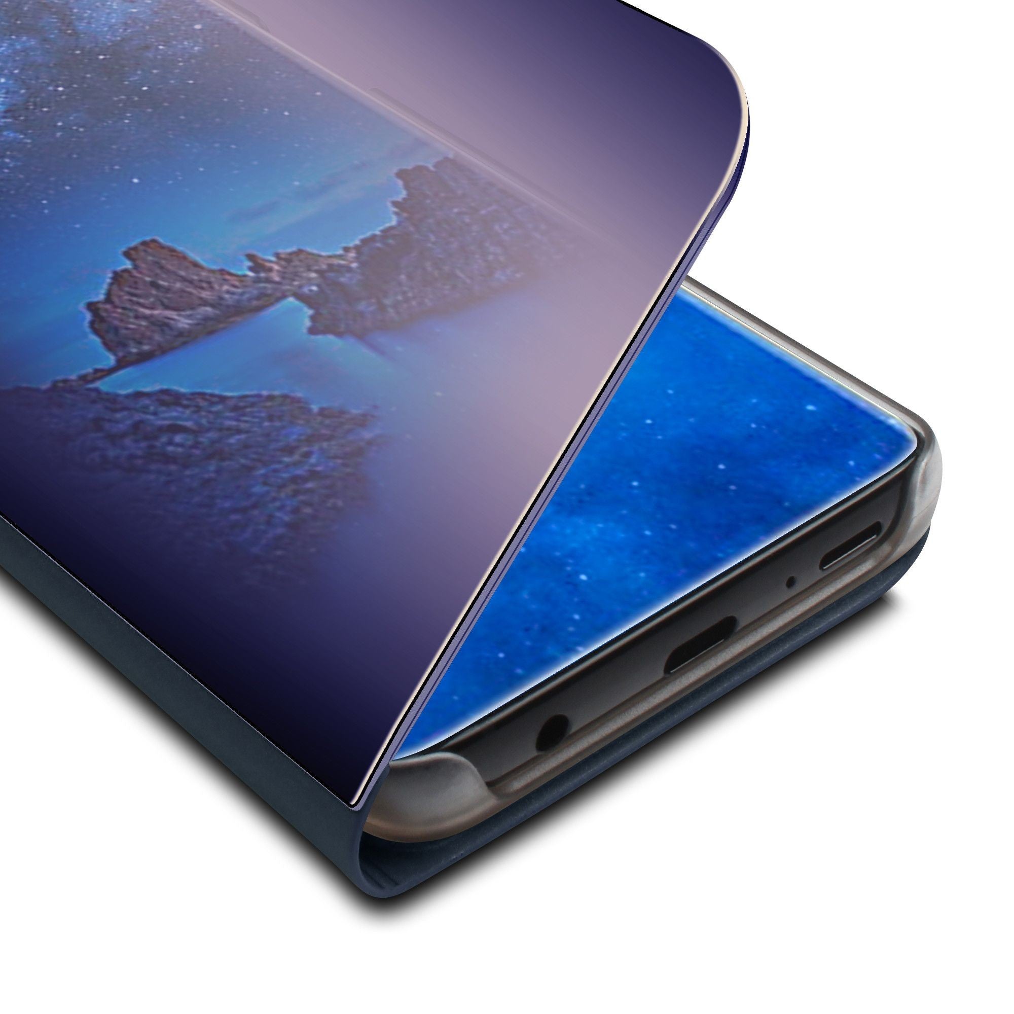 Husa Samsung Galaxy S9 Flip Cover Oglinda Albastru-2