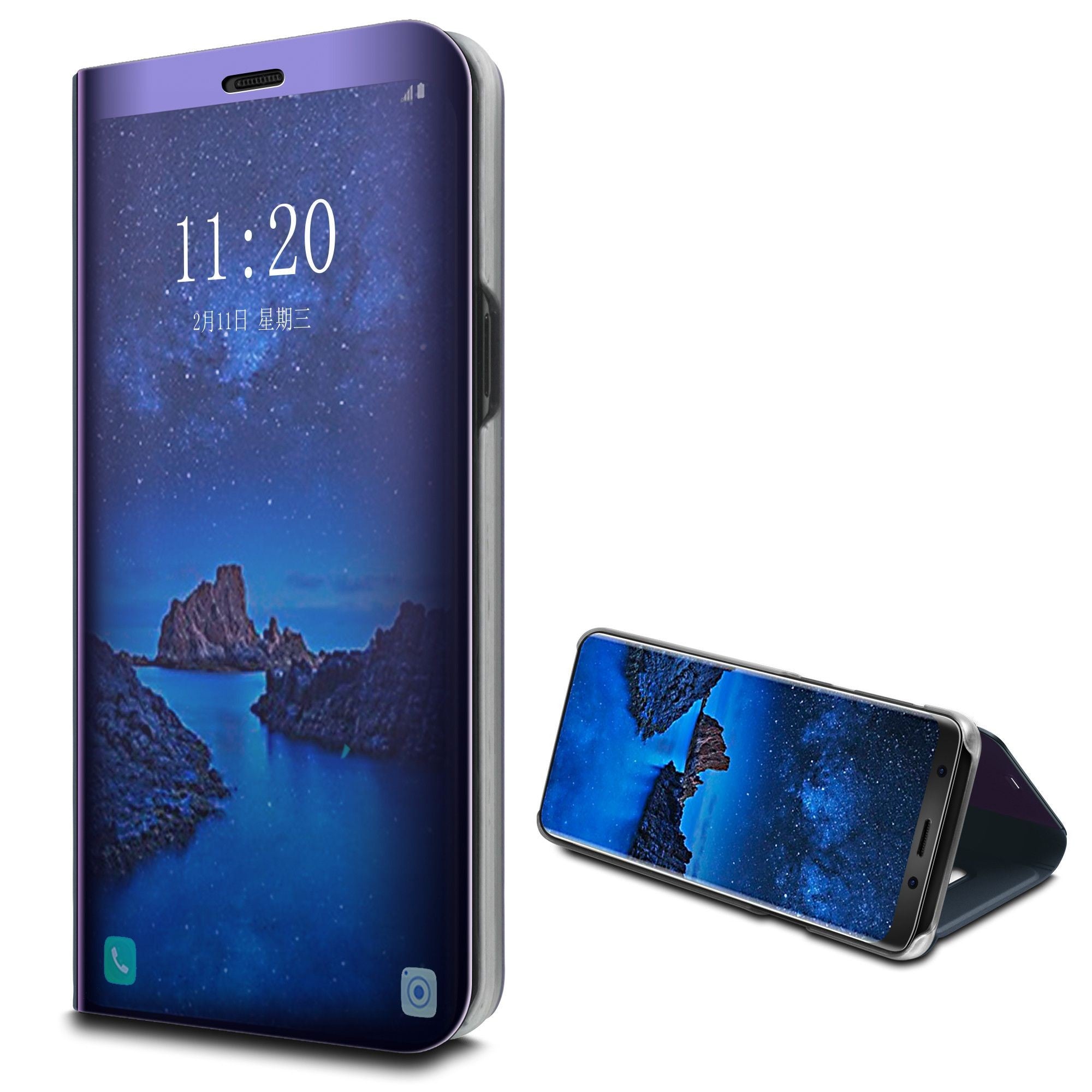 Husa Samsung Galaxy S9 Flip Cover Oglinda Albastru-4