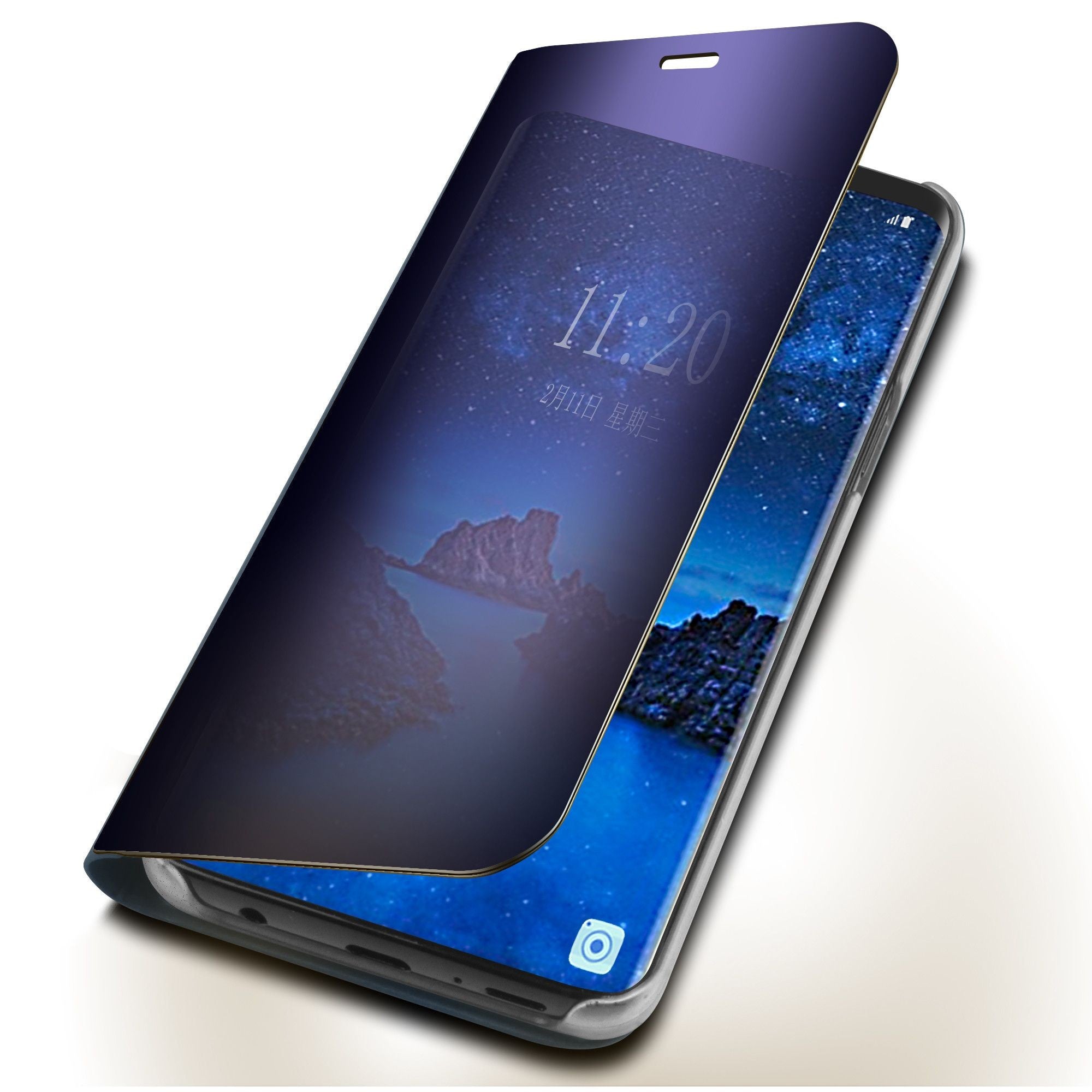 Husa Samsung Galaxy S9 Flip Cover Oglinda Albastru-7