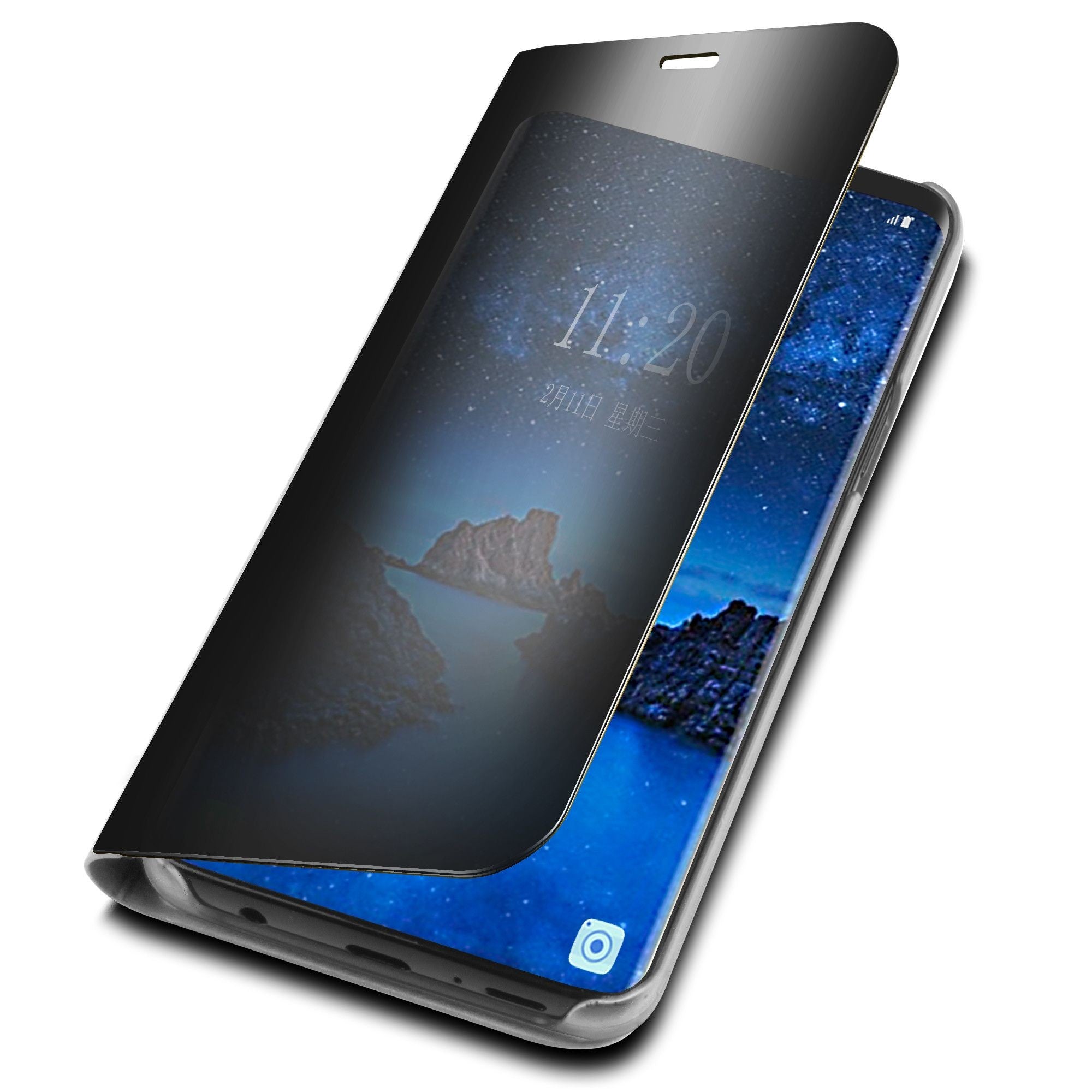 Husa Samsung Galaxy S9 Plus Flip Cover Oglinda Negru-3