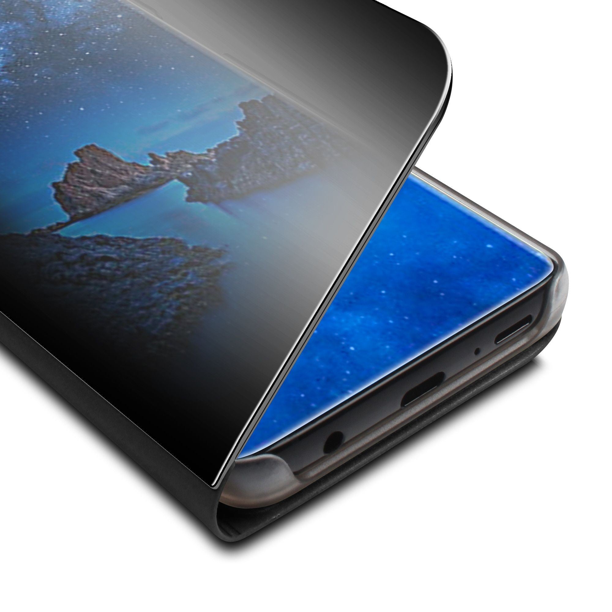Husa Samsung Galaxy S9 Plus Flip Cover Oglinda Negru-4