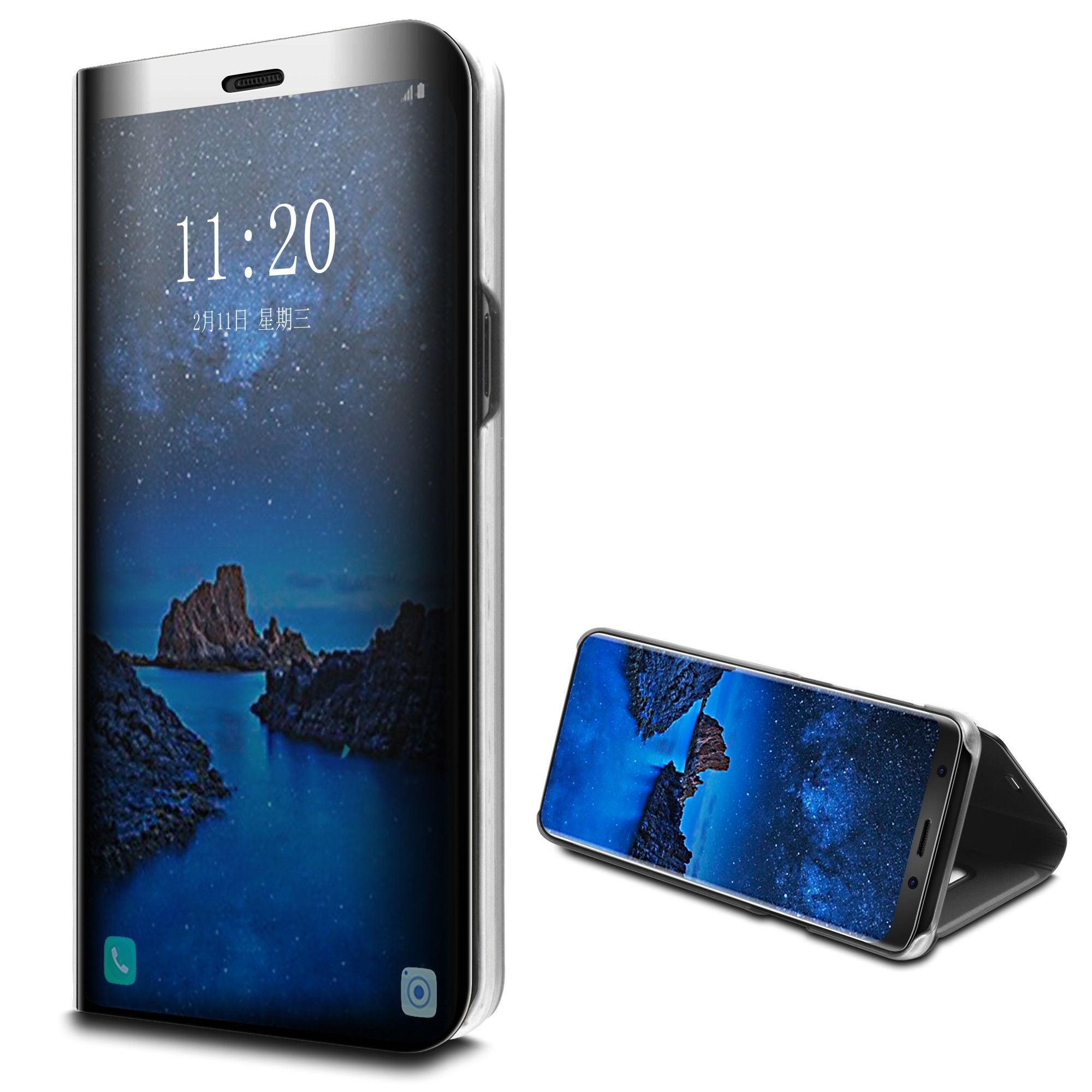 Husa Samsung Galaxy S9 Plus Flip Cover Oglinda Negru-5