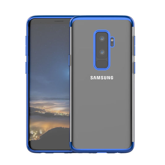 Husa Samsung Galaxy S9 Plus Transparent cu Margini Albastre-1