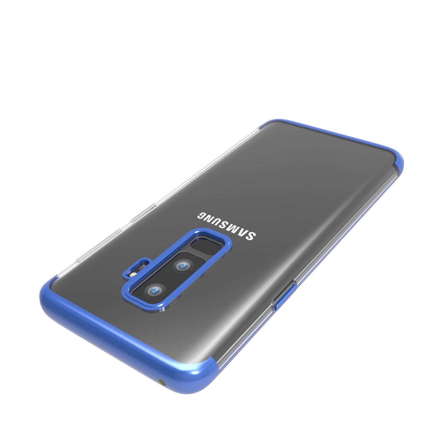 Husa Samsung Galaxy S9 Plus Transparent cu Margini Albastre-4
