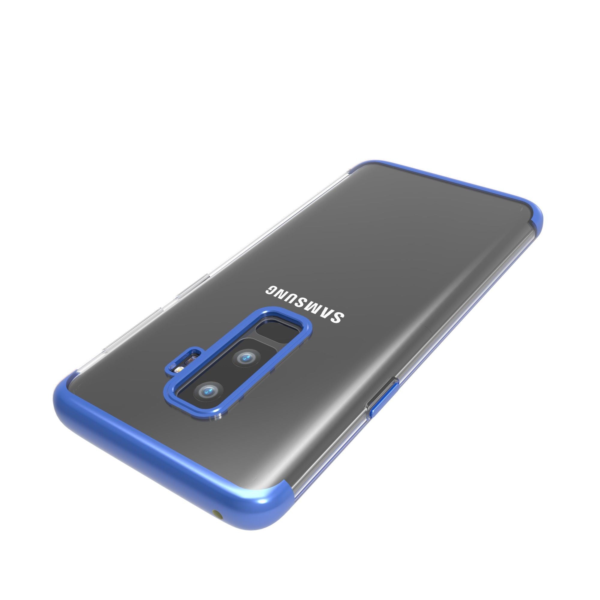 Husa Samsung Galaxy S9 Plus Transparent cu Margini Albastre-4