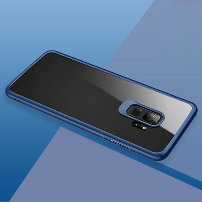 Husa Samsung Galaxy S9 Tpu Transparent cu margini colorate albastru-2