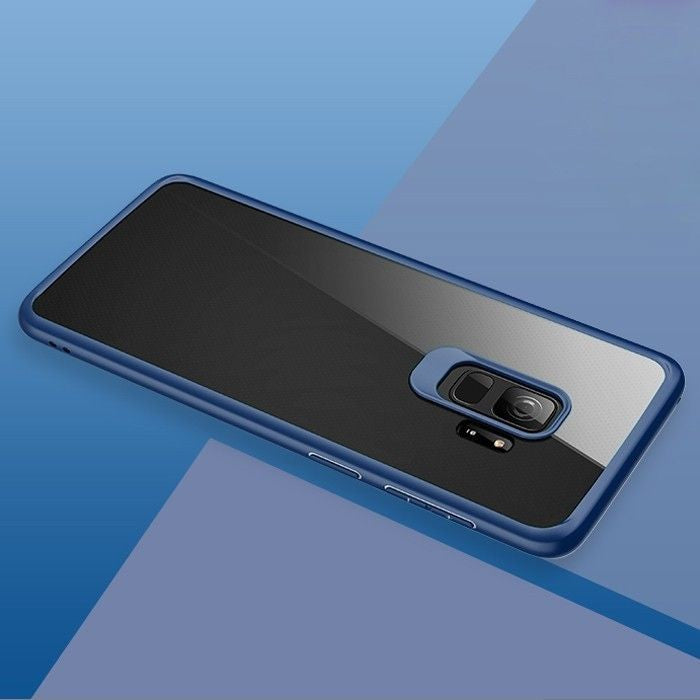 Husa Samsung Galaxy S9 Tpu Transparent cu margini colorate albastru-2